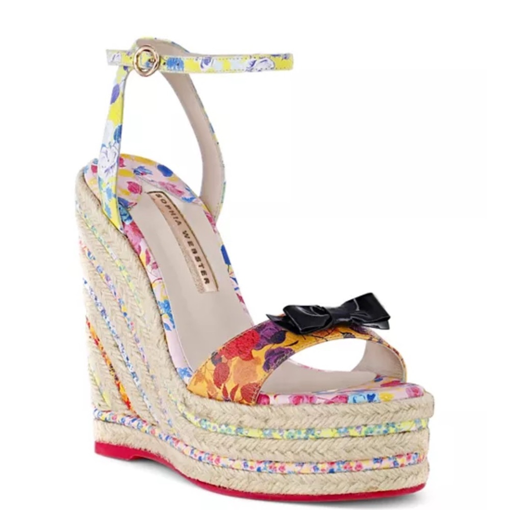 Colorful Floral Wedge Sandals Sophia Webster platform bow laurielle heel